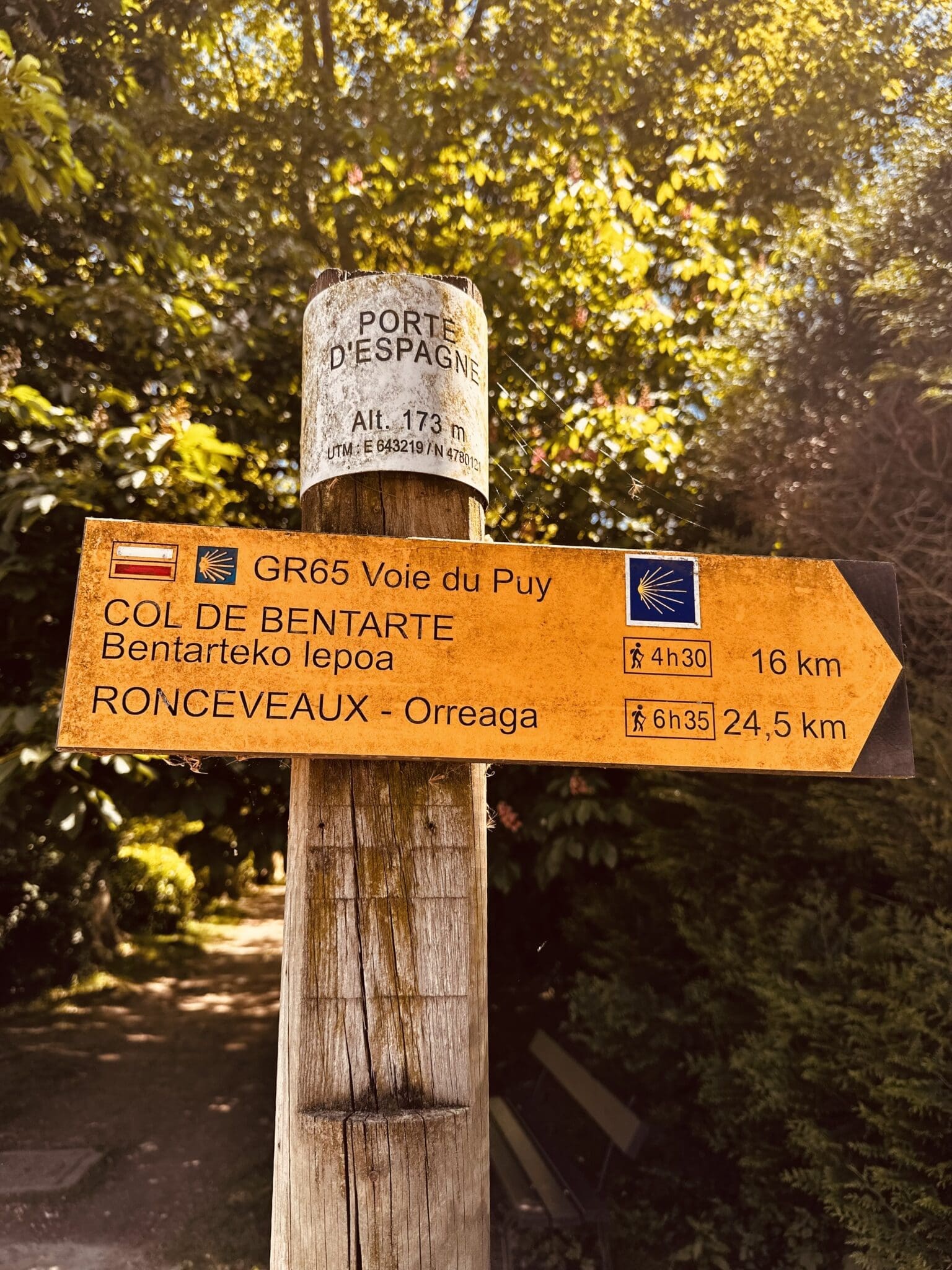 Sign post leaving St Jean de Pied